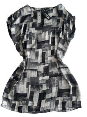 Apt 9 Patterned Dress | Lightweight | Woman Size Large | Black, White & Grey NWT